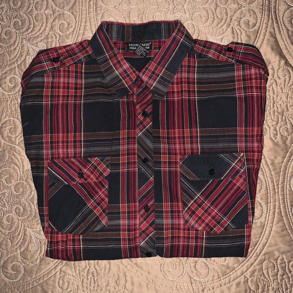 Men’s Striped Button Down, Montage, XXL